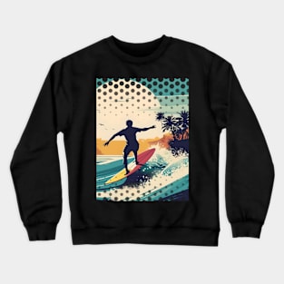 Vintage Surfer Retro Surfing Beach Surf Crewneck Sweatshirt